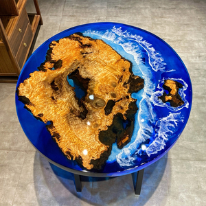 Table en résine avec logo personnalisable transparent, surface mate ou brillante, en époxy, bois de cèdre, frêne, noyer d'Amérique du Sud - Product Image 5