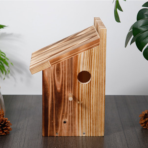 Casa de Pájaros de <span class=keywords><strong>Madera</strong></span> para Exteriores, Acabado Quemado, Aislamiento Térmico, Caja de Anidación para Aves, de <span class=keywords><strong>Madera</strong></span> de Pino Sólido - Product Image 2
