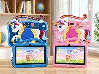 Tablet Anak 7 Inch Android 8.1 2GB 16GB WiFi 1024x600 Biru Pink Tablet PC Anak dengan Casing Unicorn dan Ring Stand 2 Buah