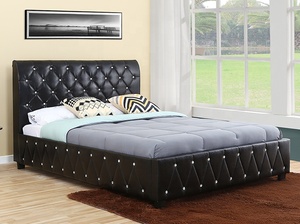 <span class=keywords><strong>Letto</strong></span> matrimoniale king size Willsoon di ultima generazione, imbottito in pelle <span class=keywords><strong>nera</strong></span> con design elegante e morbida testiera in PU. - Product Image 2