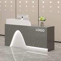Comptoir de réception moderne personnalisable en bois, idéal pour les bureaux, salons de beauté et spas, avec éclairage LED, écologique et très vendu