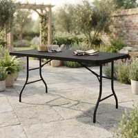 Table de repas pliante d'extérieur simple avec chaises, en plastique moulé par soufflage, table longue portable pour usage domestique et marché nocturne