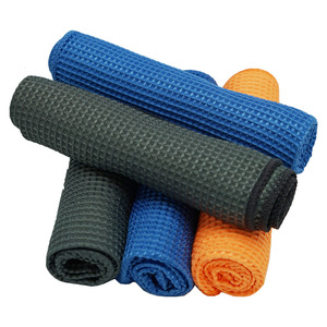 <b>Microfiber</b> Cleaning Cloth 300GSM Waffle Texture Car Cleaning <b>Towel</b> Gray Blue Orange Green - Product Image 2