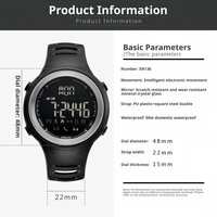 Nouvelle montre connectée numérique en acrylique SN136, compteur de pas, suivi des calories, caméra à distance, rappel d'appel, montre de fitness pour hommes et femmes