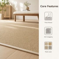 Tapis en sisal naturel doré clair pour boutique de vêtements, zone de réception centrale, espace d'exposition, magasin de détail, décoration de sol commercial
