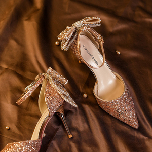 Chaussures à talons aiguilles sexy pour femme, à bout pointu, à paillettes, pour mariage et soirée, 6,5 cm/8,5 cm - Product Image 4