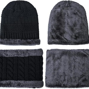 Conjunto de dos piezas de gorro y bufanda de punto acrílico liso 2026, forrado de vellón, cálido para otoño e invierno, personalizado para montar a caballo - Product Image 4
