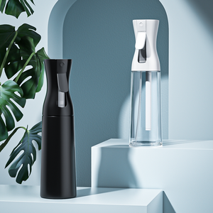 200ml 300ml 500ml white black plastic screw cap fine mist hair spray bottle with black plastic pump head