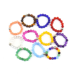 Nouvelle bague élastique pour femme, faite à la main, avec perles multicolores en agate brute, R07 - Product Image 5