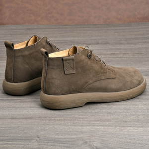 Men's Genuine Cow Leather Slip-On Winter Boots Plush Lining Round Toe Walking <b>Shoes</b> <b>Soft</b> Comfortable Daily Wear - Product Image 3