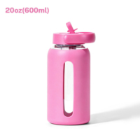 600ml 800ml draagbare sportwaterfles Lekvrije glazen koffiemok met deksel en rietje Reisthee- en fruitfles met opklapbaar rietje