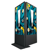 AIYOS 43 ''55'' Double Face Slim Totem Screen Floor Standing Digital Signage Multi Touch Screen Kiosk AD Player