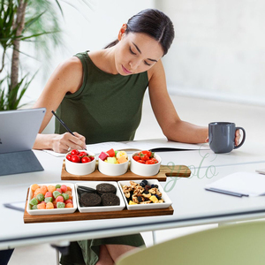 Bandeja de madera multifuncional para servir, tablas de charcutería y juego de cuchillos para platos de aperitivo, tabla de queso, pan en la cocina - Product Image 4