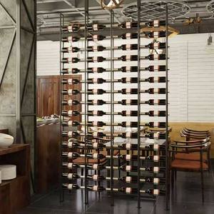 Espositore per Vini Personalizzato in Acciaio <span class=keywords><strong>Inox</strong></span> da Pavimento a Soffitto, Arredamento per Ristoranti e Bar - Product Image 1