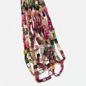 Hilo de piedras preciosas de turmalina Natural de 12 pulgadas, cuentas en forma de octubre de turmalina múltiple, tamaño de 7x5mm, fabricación de joyas multicolor de 20 quilates - Product Image 1