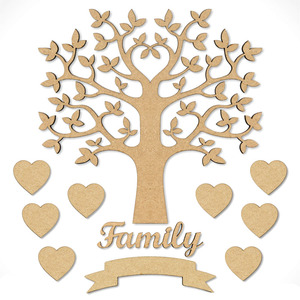 Artesanías artesanales sin terminar, decoración en blanco, corazones de madera, árbol familiar, suministros de decoración de cumpleaños y Navidad/ - Product Image 4