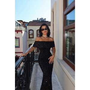 ชุดราตรีทรงเอไลน์สีน้ำเงินกรมท่าเรียบหรู ประดับเลื่อมและลูกปัด ไซส์ XS ถึง XL ยาวกรอมพื้น เหมาะสำหรับงานพรอม - Product Image 2