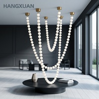 Lustre moderne nordique minimaliste en fer LED dimmable, design collier de perles, pour maison, hall d'hôtel, villa, suspension longue