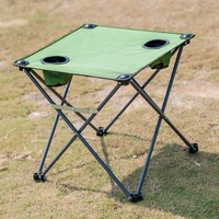 Vente en gros Table pliante d'extérieur légère en aluminium Table de camping de pique-nique portable Oxford Porte-gobelet vert pour mobilier d'extérieur