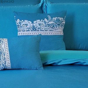 兰乔3套羽绒被套合格被套枕套套装蓝色印花床上用品套 - Product Image 2