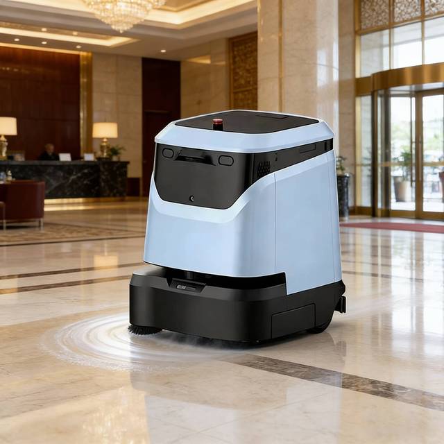 AI Smart Commercial Cleaning Robot Automatic Self-Cleaning Mopping Sweeping Vacuuming Dust Pushing App-Controlled Auto Charge