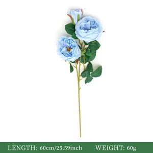 ช่อกุหลาบประดิษฐ์สีฟ้าดอกไม้ผ้าไหมจำลองสูงตกแต่งบ้านงานแต่งงาน - Product Image 5