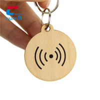 Bois écologique RFID 13.56mhz métal porte-clés jeton contrôle d'accès NFC étanche gravé carte-clé en bois