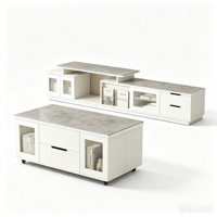 Table à café et à manger multifonctionnelle 2 en 1, pliable, mobile, moderne, en bois massif, pour petit salon, usage domestique