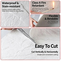 Carreaux décoratifs extérieurs flexibles en porcelaine souple à motif Monstera, aspect mat minimaliste, 3 mm d'épaisseur, panneaux isolants thermiques aspect pierre