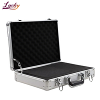 Étui de transport en aluminium argenté de protection, taille et logo personnalisés, étui à outils en aluminium de haute qualité avec insert en mousse