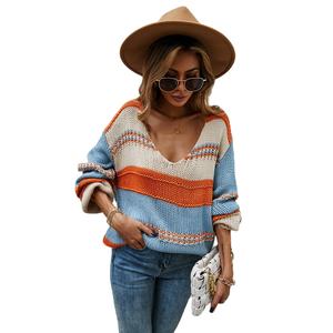 Femmes décontracté hiver col en v pull haut tricoté simple boutonnage bouton <span class=keywords><strong>broderie</strong></span> nouveauté été mode - Product Image 1