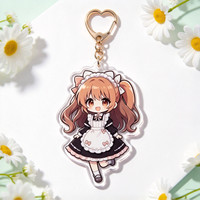 Porte-clés personnalisé de style dessin animé populaire, porte-clés en acrylique transparent avec paillettes et éléments d'anime.