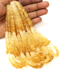 Cuentas Heishi con forma de neumático facetado sombreado citrino con cuentas de piedras preciosas facetadas de citrino Natural de 5 a 7mm para joyería artesanal - Product Image 6