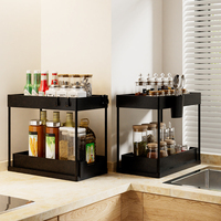 Étagère multifonctionnelle pour le rangement de l'évier Étagère d'organisation coulissante pour épices Sous l'évier Organisateur avec tiroirs