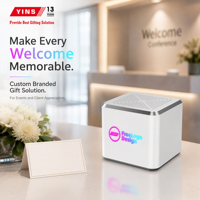 Haut-parleur audio sans fil en forme de cube LED RGB avec logo personnalisé pour les événements de lancement de produits, les cadeaux promotionnels et les kits cadeaux pour les médias