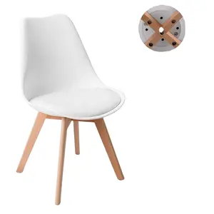 Toptan yemek odası mobilyası yemek plastik sandalye fiyat sedie moderne üst moda beyaz lale sandalye katı ahşap bacaklar ile