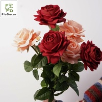 Rose artificielle Luoshen de haute qualité, 67 cm, toucher réel, rose blanche en latex, fleur pour mariage, décoration de la maison, Saint-Valentin