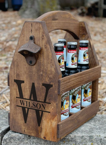 JUNJI Soporte portátil para cerveza Soporte para botella de vino Caja de regalo de madera con abrebotellas <span class=keywords><strong>Caddy</strong></span> de botella de madera - Product Image 3