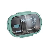 Boîte à Bento en plastique Pp réutilisable 1 pièce, 2 compartiments boîte à Lunch pour enfants, cadeau d'affaires anti-fuite sans BPA