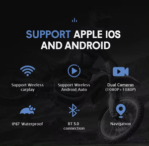 หน้าจอไร้สายขนาด 5 นิ้ว กันน้ำ IP67 รองรับ <span class=keywords><strong>GPS</strong></span> Mirror Link Android Auto Carplay พร้อมกล้องมองหลัง ระบบนำทางสำหรับมอเตอร์ไซค์ระบบ Linux - Product Image 6
