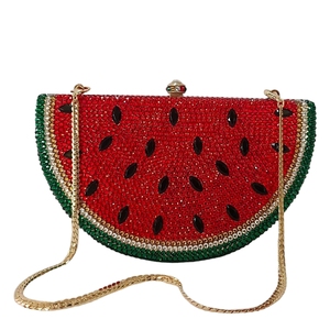 Women Stylish Watermelon Rhinestones Evening Bag Dazzling Crystal Clutch Purse Shine for Party Beach Cocktail - Product Image 3