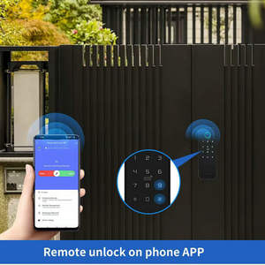 वाटरप्रूफ ip66 आउटडोर गेट लॉक कीपैड फिंगरप्रिंट कीलेस ट्यूया टलॉक ऐप डिजिटल स्मार्ट डोर रिम लॉक - Product Image 3