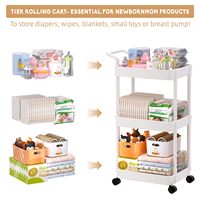 Chariot de rangement pour couches de bébé en plastique, mobile, pour les essentiels de la nurserie du nouveau-né, organisateur de couches pour table à langer et lit bébé