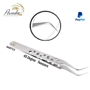 Wholesale Private label 5 Whole Stainless Steel Eyelash Tweezers Custom Lash tweezers false eyelash extensions NQLASH Tweezers