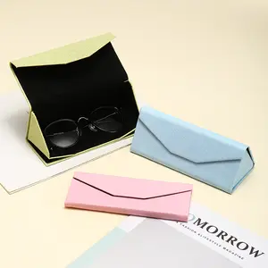 Gafas triangulares plegables personalizadas de cuero PU, gafas de sol personalizadas, estuche para gafas, Estuche para gafas