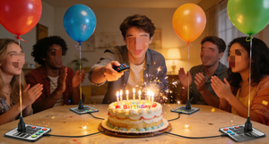 1 Telecomando per 4 <span class=keywords><strong>Blaster</strong></span> di Palloncini, Controllo Wireless Ricaricabile con Patch Autoadesive - Product Image 6