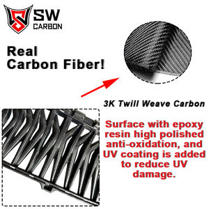 Grille avant en fibre de carbone SW Design pour <span class=keywords><strong>Suzuki</strong></span> <span class=keywords><strong>Swift</strong></span> <span class=keywords><strong>Sport</strong></span> ZC33S, fibre de carbone brillante, calandre de pare-chocs avant, grille d'admission, cadre de garniture - Product Image 2