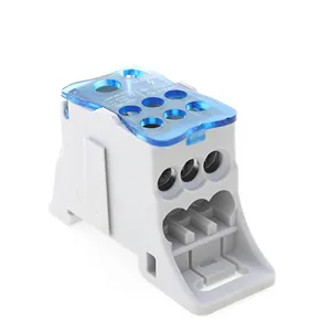 Ukk 80a UKK Series 80A/125A/160A/250A/400A/500A Din Rail Power Distribution Connection Box Terminal Block Blue Copper Cable Lug