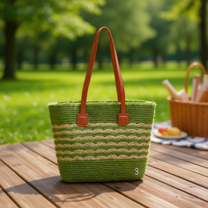 Sac à bandoulière en herbe tressée Angelina 42x28x12cm, motif naturel, pour femme, usage décontracté - Product Image 3