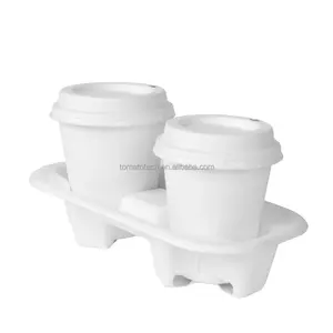 Portavasos desechables portátiles para tazas dobles, 8oz, 12oz16oz, soporte para tazas de café de caña de azúcar de pulpa biológica para llevar, 2 tazas, bagazo, Vasos - Product Image 6